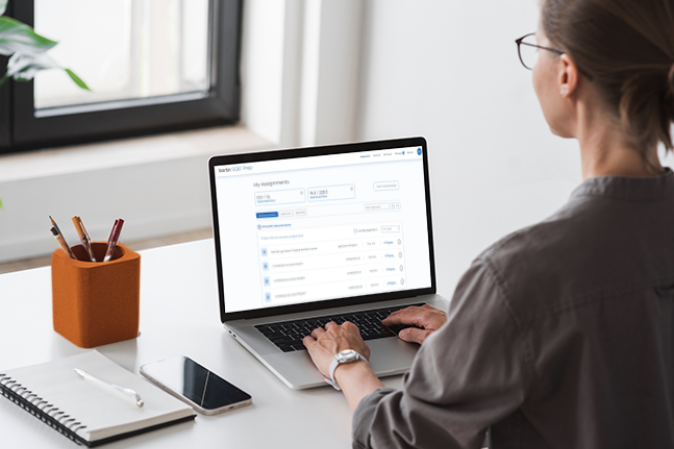 woman using SQE1 Prep Preview on laptop