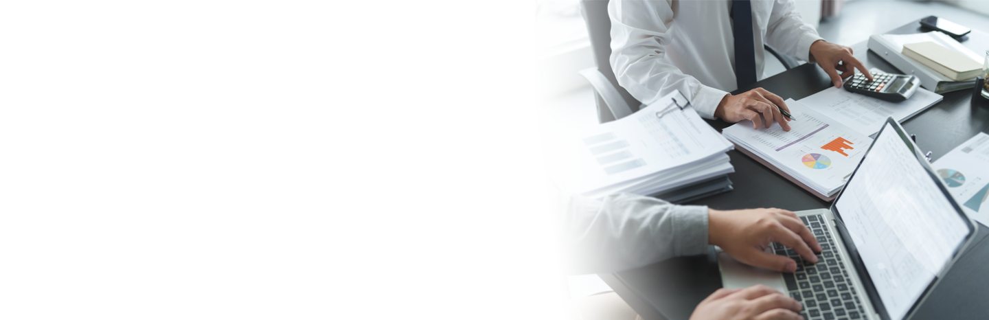 Business man analyzing data paperwork calculating numbers.